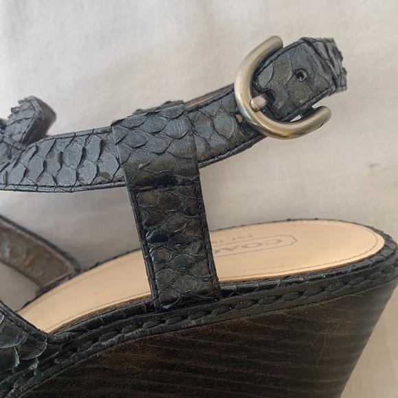 Coach Mallorie Black Wedge Platform Gladiator sandals Sz9 - Picture 12 of 14